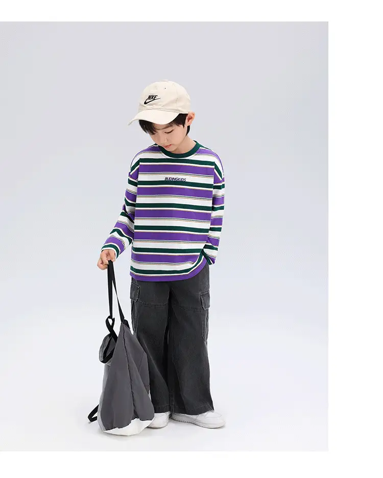 Boys Striped Long Sleeve T-Shirt T-Shirt 2024 Spring — feature 20