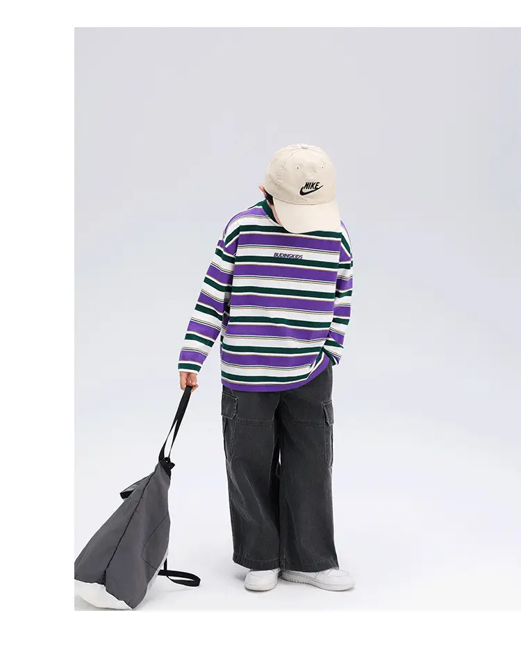 Boys Striped Long Sleeve T-Shirt T-Shirt 2024 Spring — feature 21
