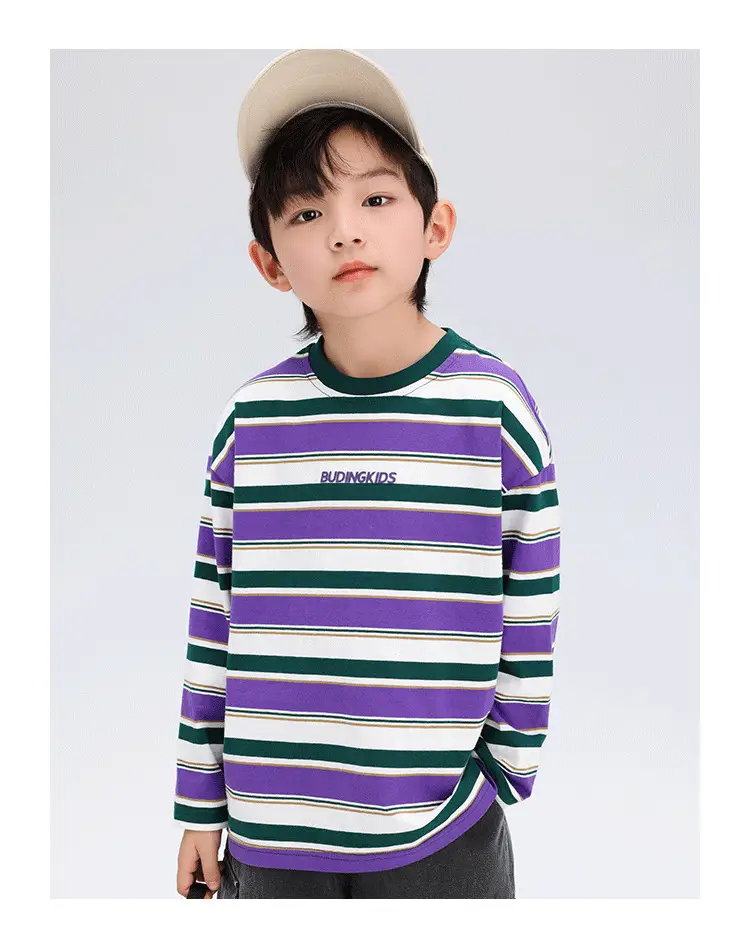 Boys Striped Long Sleeve T-Shirt T-Shirt 2024 Spring — feature 24