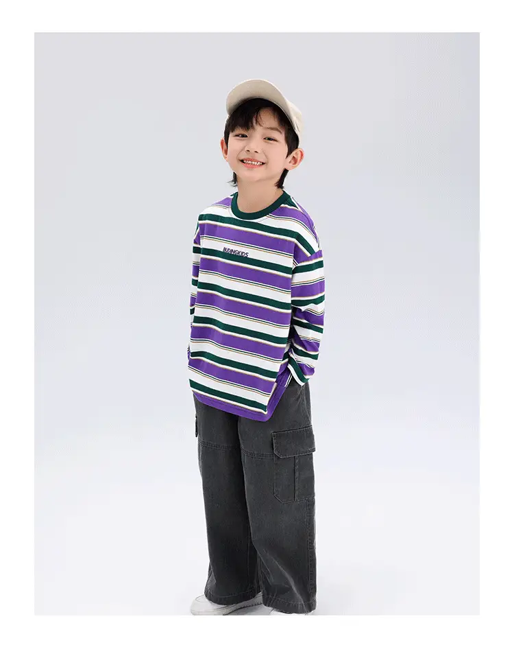 Boys Striped Long Sleeve T-Shirt T-Shirt 2024 Spring — feature 25