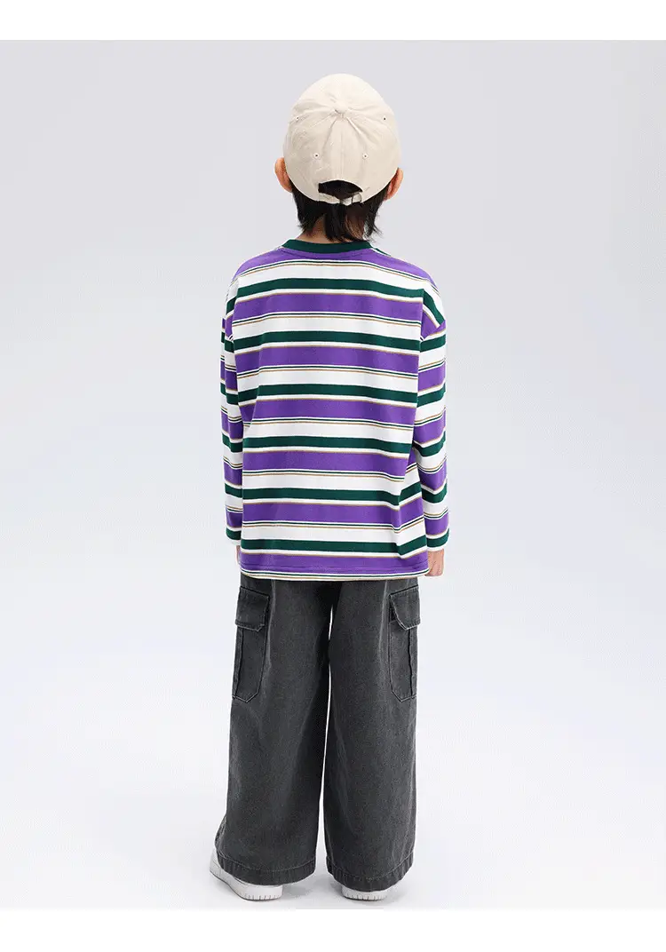 Boys Striped Long Sleeve T-Shirt T-Shirt 2024 Spring — feature 26