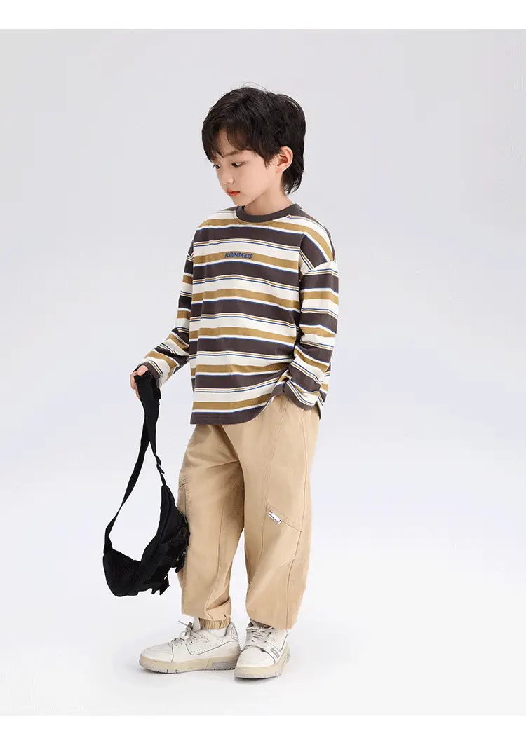 Boys Striped Long Sleeve T-Shirt T-Shirt 2024 Spring — feature 9