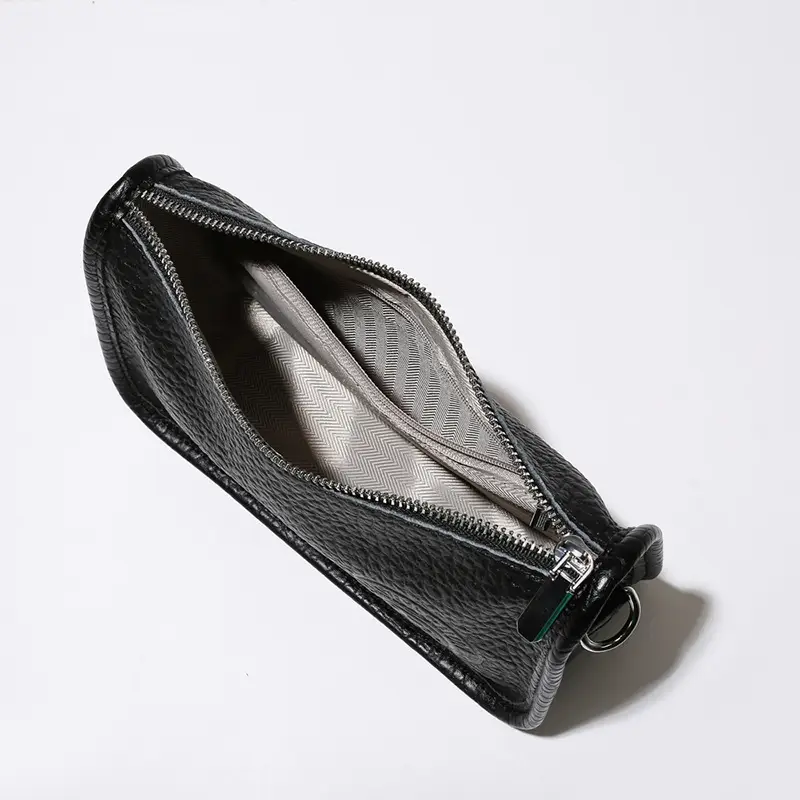Black Leather Wide Shoulder Bag with Strap — feature 17