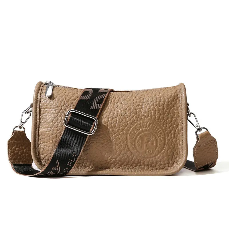 Black Leather Wide Shoulder Bag with Strap — feature 19