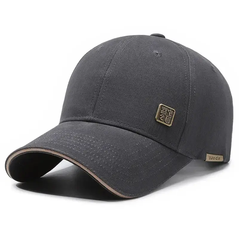 Men's Grey Peaked Baseball Cap with Large Brim - Image 3