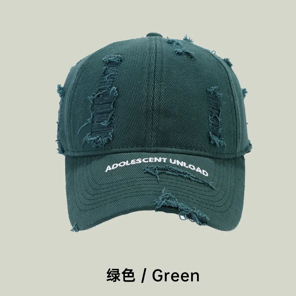 Women's Beige Ripped Embroidered Baseball Cap - Image 3