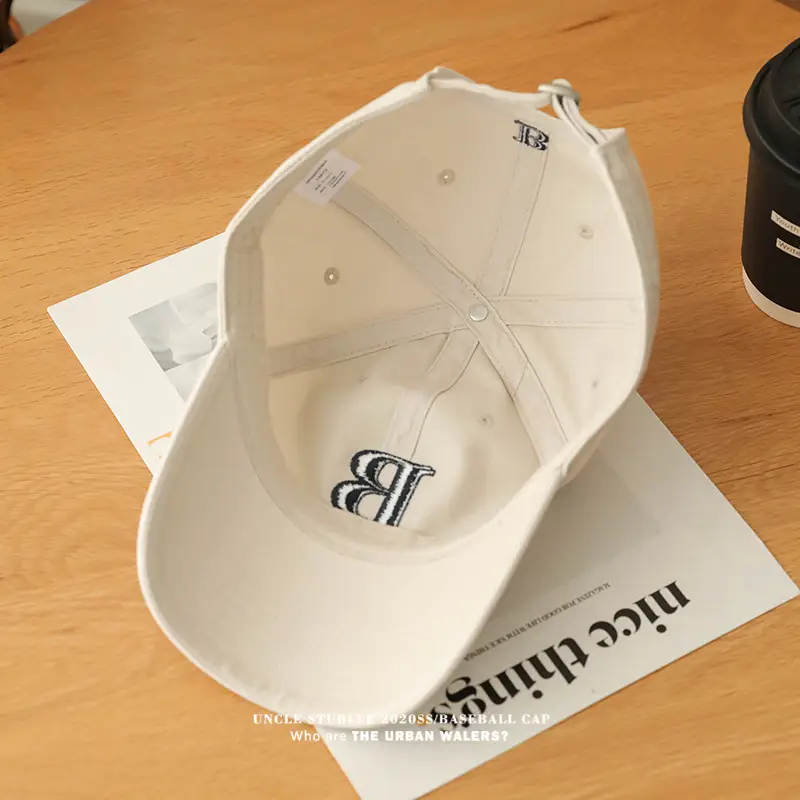 Men's Beige Embroidered Baseball Cap with Adjustable Strap — feature 5