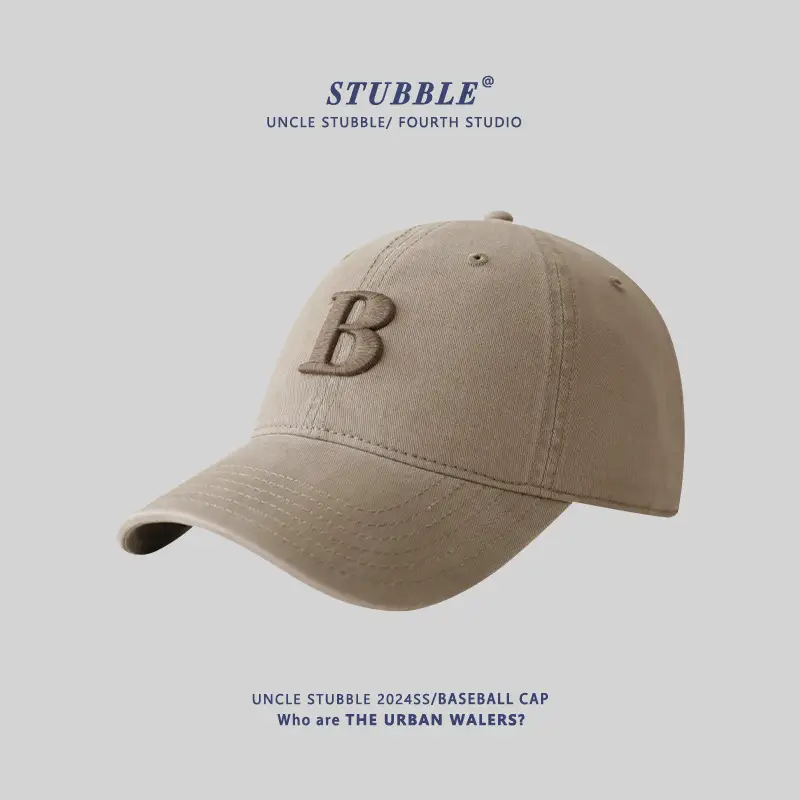 Men's Beige Embroidered Baseball Cap with Adjustable Strap - Image 2