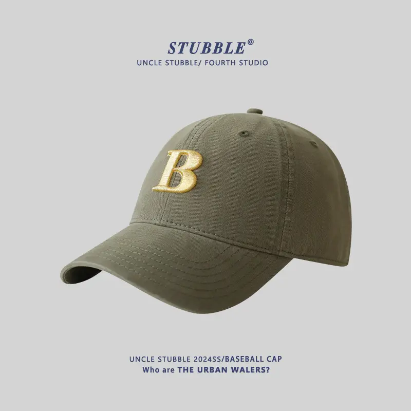 Men's Beige Embroidered Baseball Cap with Adjustable Strap - Image 3