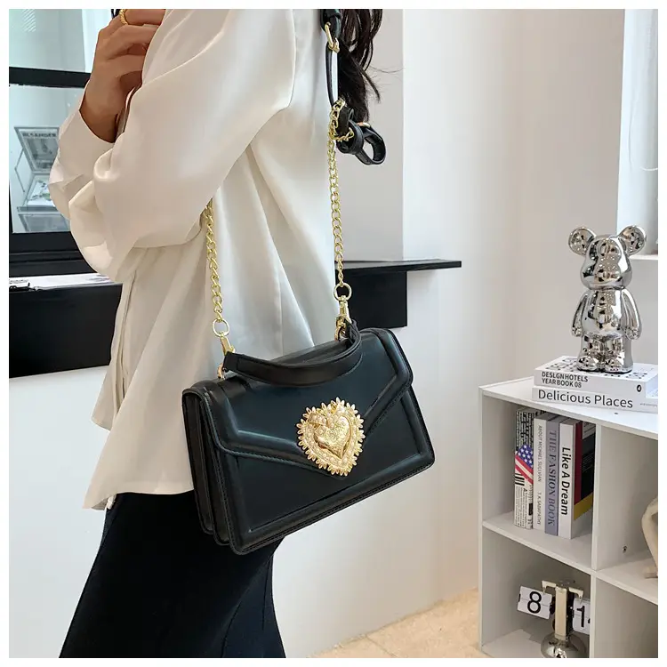 Women Crossbody Bag Brown Heart Chain Satchel 2025 — feature 23