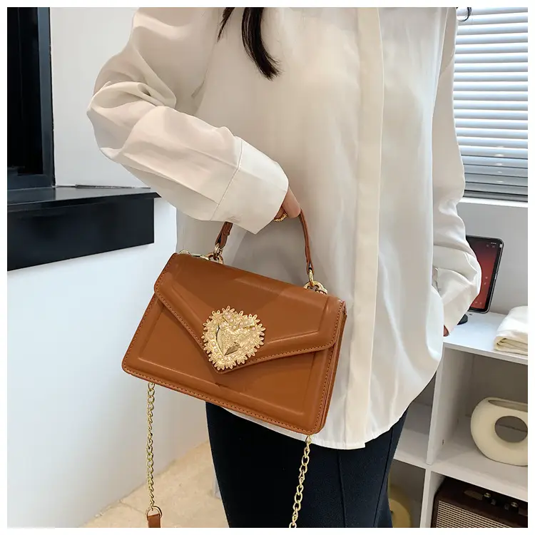 Women Crossbody Bag Brown Heart Chain Satchel 2025 — feature 24