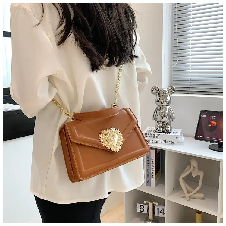 Women Crossbody Bag Brown Heart Chain Satchel 2025 — feature 27