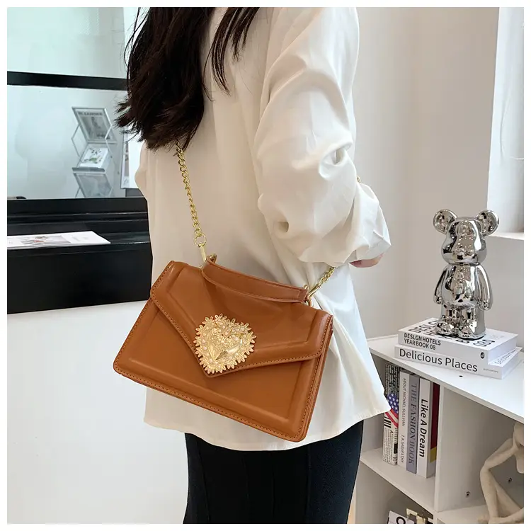 Women Crossbody Bag Brown Heart Chain Satchel 2025 — feature 28