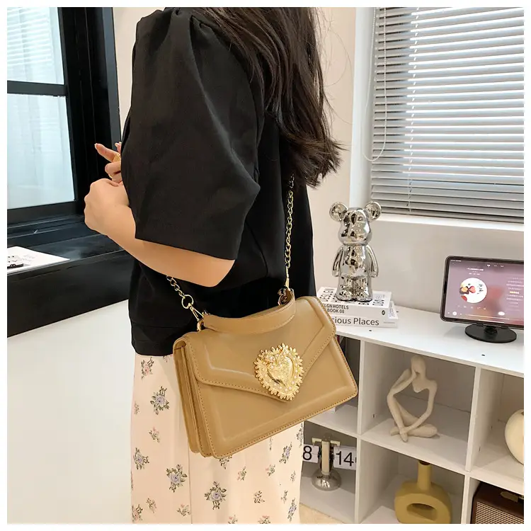 Women Crossbody Bag Brown Heart Chain Satchel 2025 — feature 34
