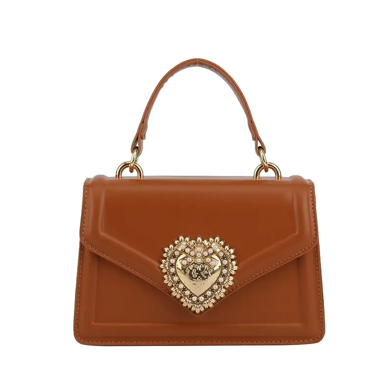 Women Crossbody Bag Brown Heart Chain Satchel 2025 - Image 3