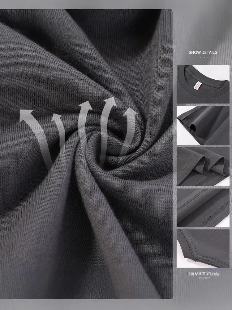 Men Black Cotton Drop Shoulder T-Shirt 230g - Image 5