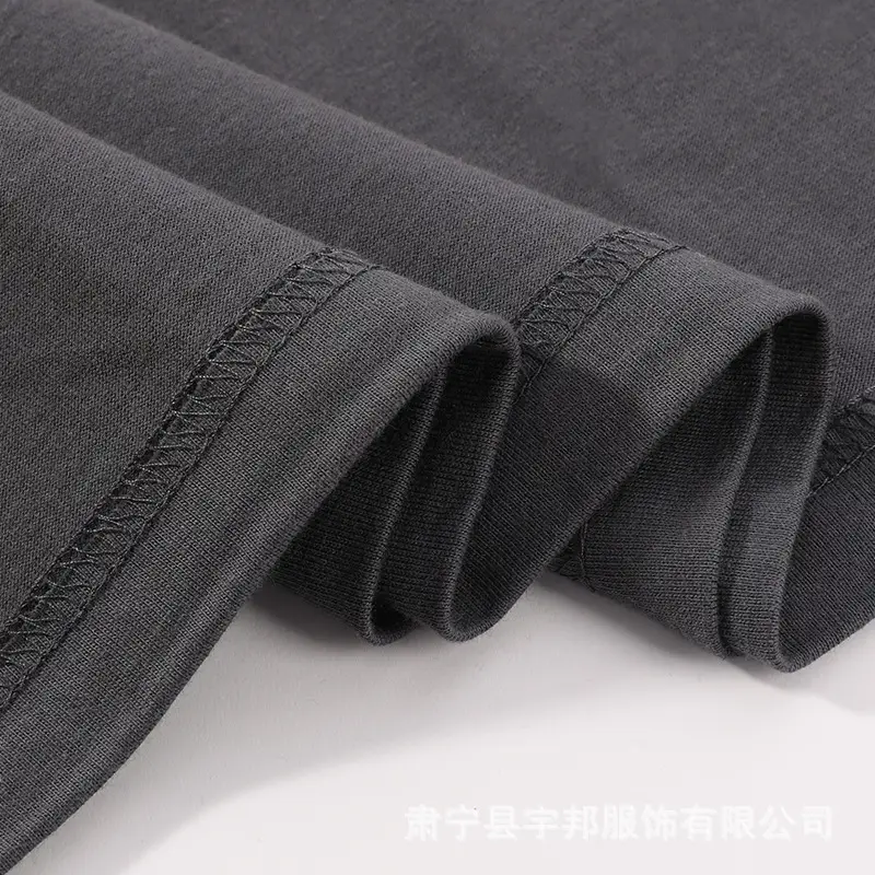 Men Black Cotton Drop Shoulder T-Shirt 230g — feature 19