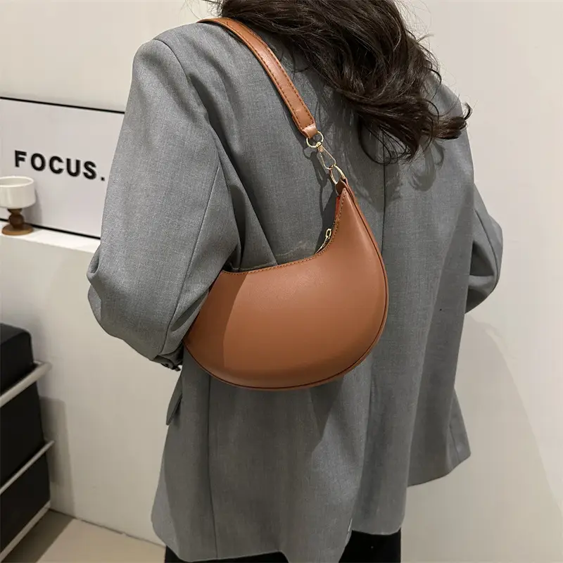 Brown French Style Shoulder Bag for Women - Image 10