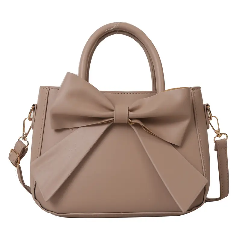 White Bow Shoulder Messenger Bag with Gold Hardware - Image 3