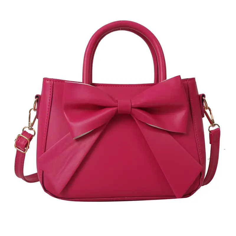 White Bow Shoulder Messenger Bag with Gold Hardware - Image 4