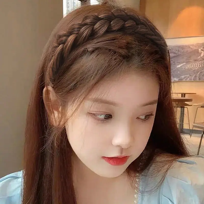 New Pearl Wig Twist Braid Fish Bone Hair Band
