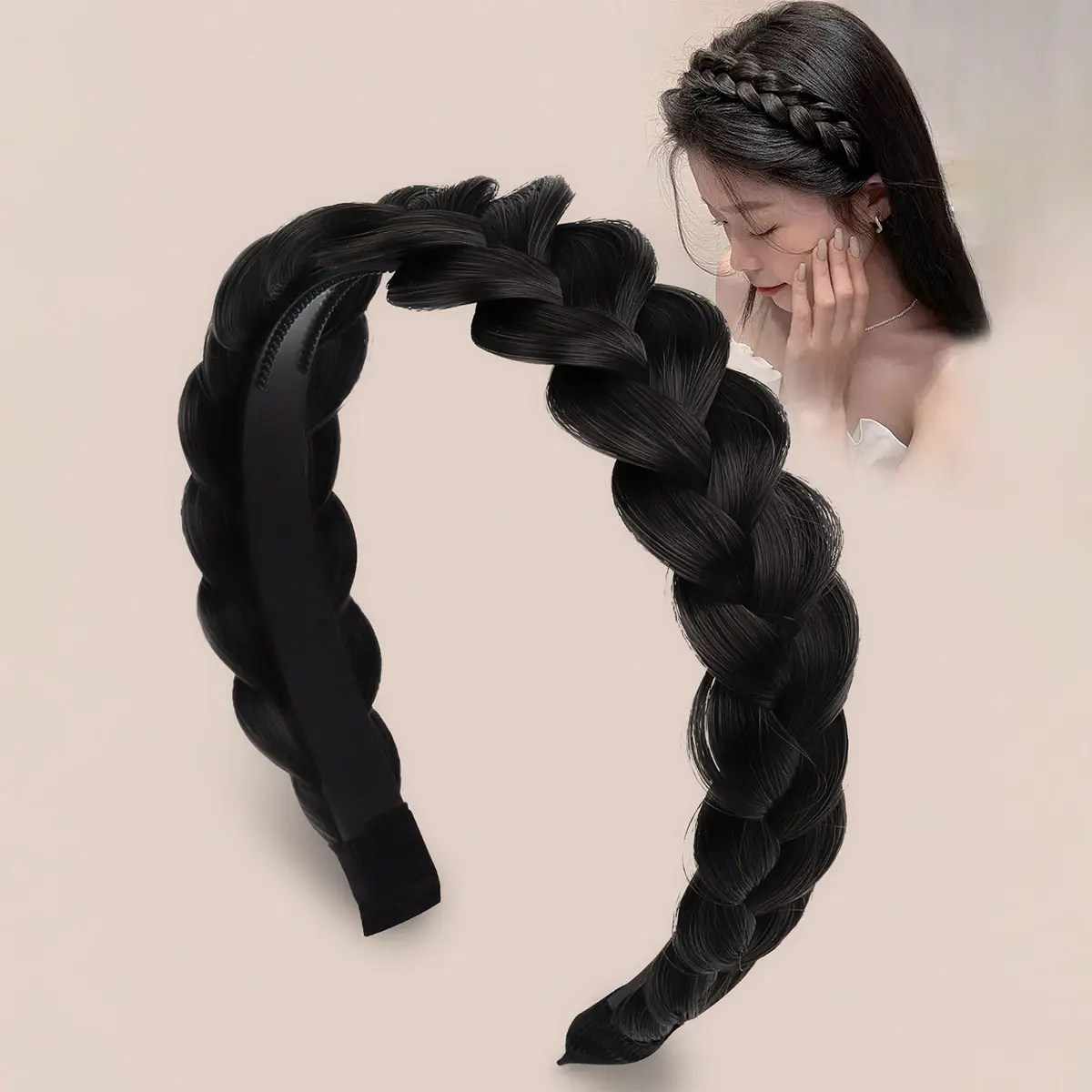 New Pearl Wig Twist Braid Fish Bone Hair Band — feature 1