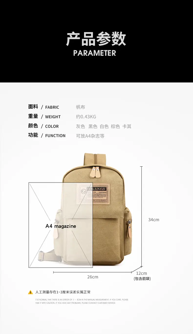 Men's Canvas Crossbody Backpack 15L Grey — feature 1