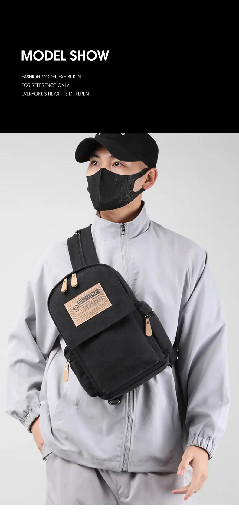 Men's Canvas Crossbody Backpack 15L Grey — feature 13