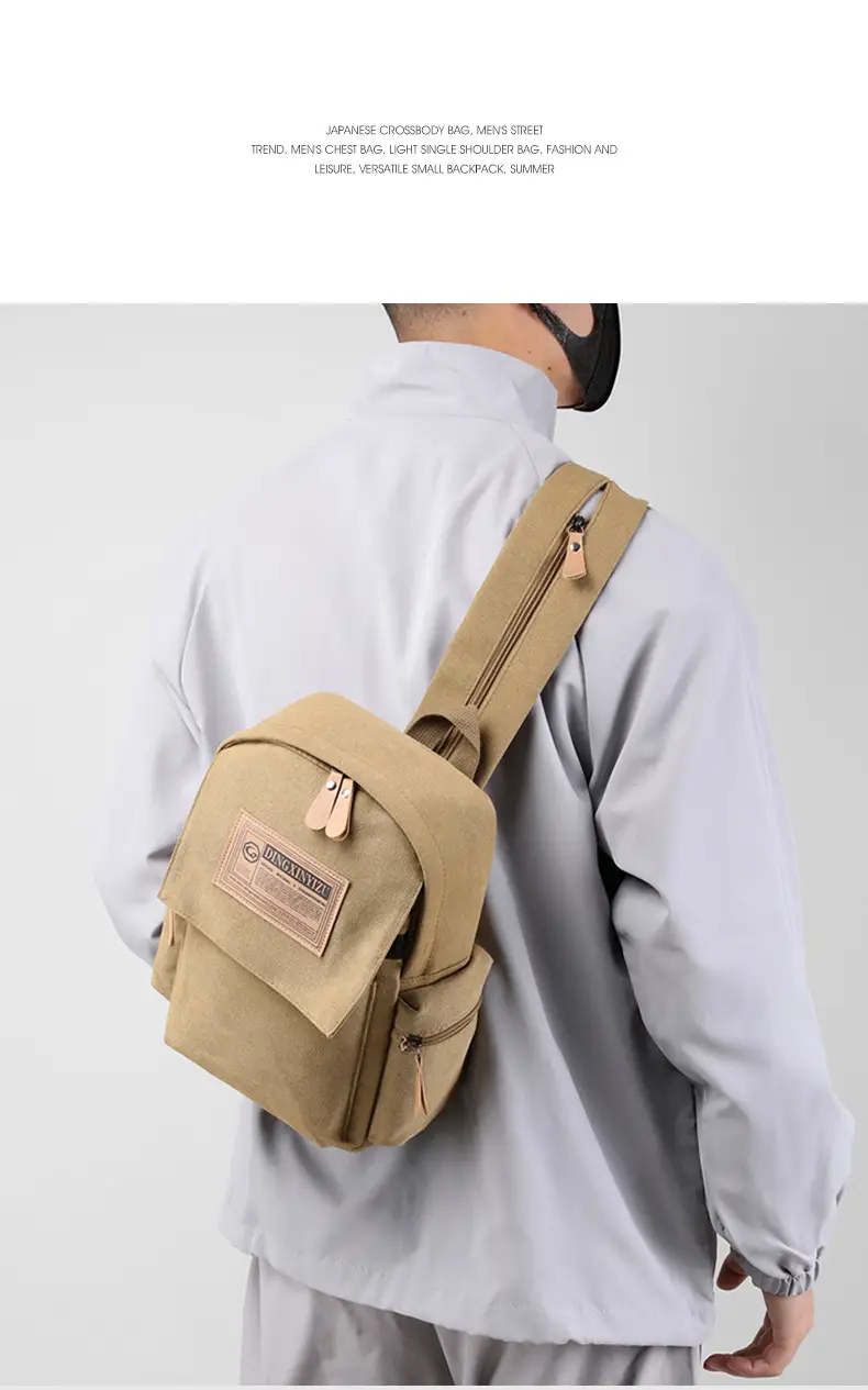 Men's Canvas Crossbody Backpack 15L Grey — feature 15