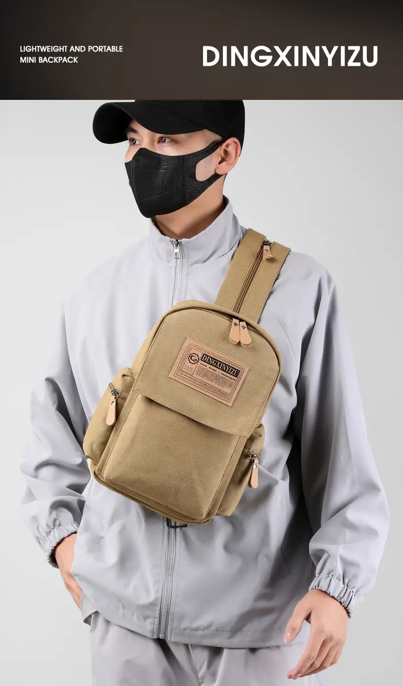 Men's Canvas Crossbody Backpack 15L Grey — feature 3