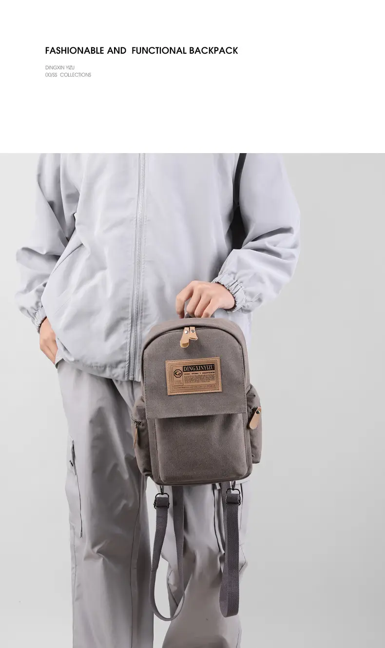 Men's Canvas Crossbody Backpack 15L Grey — feature 5