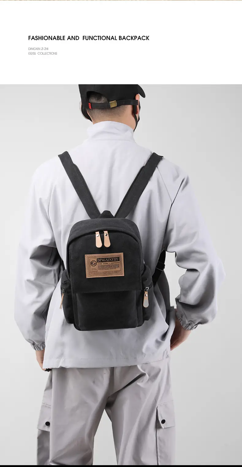 Men's Canvas Crossbody Backpack 15L Grey — feature 7