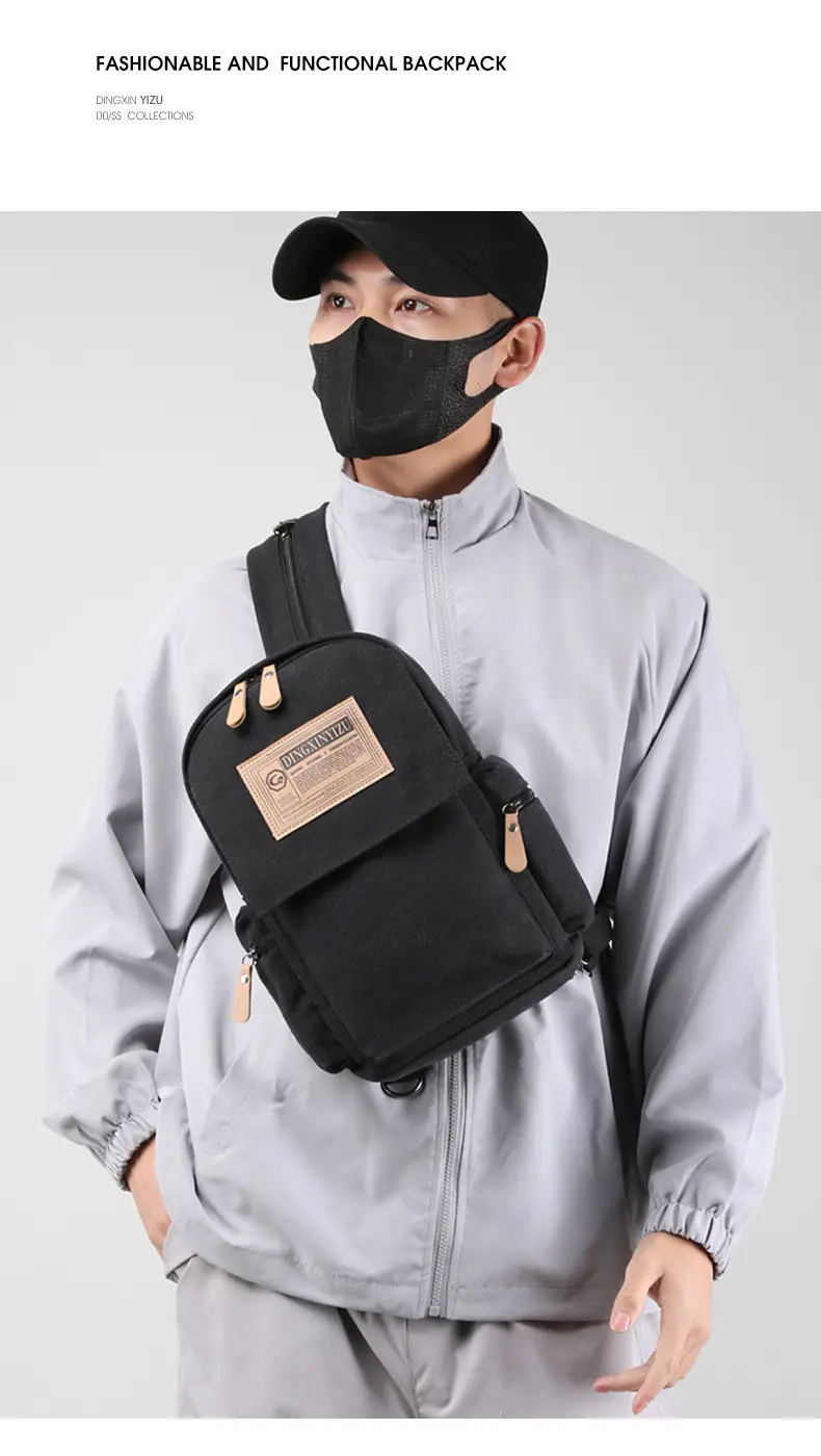 Men's Canvas Crossbody Backpack 15L Grey — feature 9