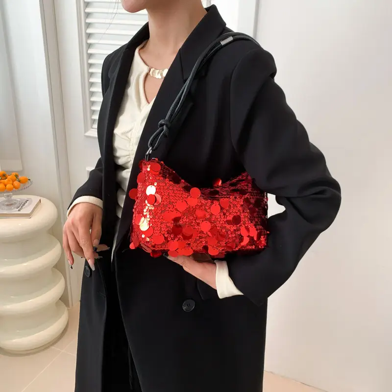 Red Lace Shoulder Bag for Women 2024