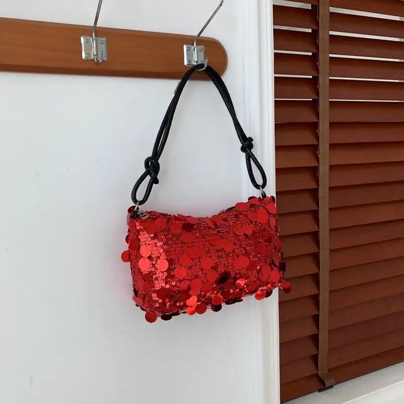 Red Lace Shoulder Bag for Women 2024
