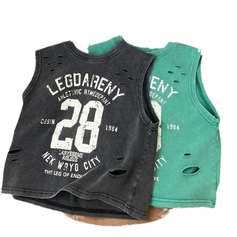 Men White Cotton Sleeveless T-Shirt Loose Korean Style - Image 8