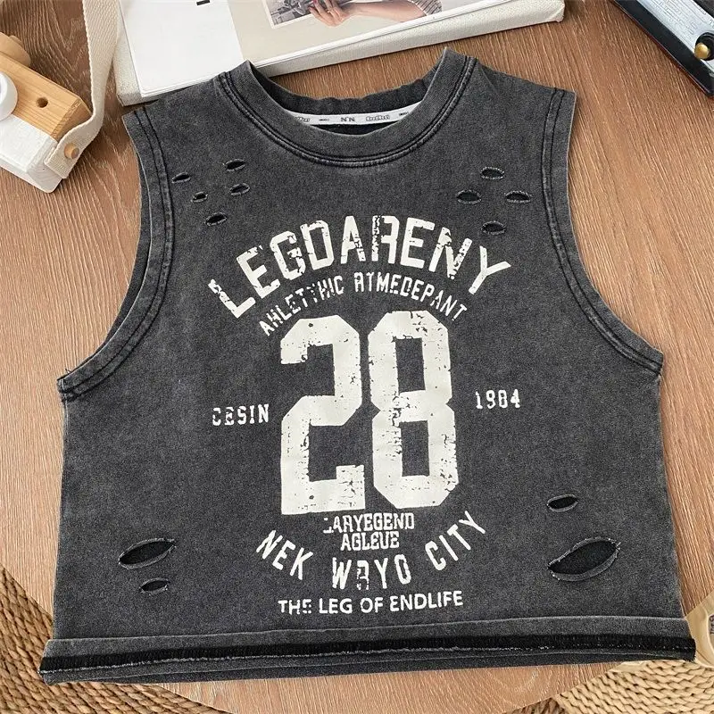 Men White Cotton Sleeveless T-Shirt Loose Korean Style — feature 8