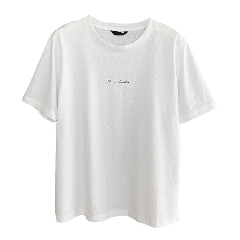 Pure Cotton Short-sleeved T-shirt Women's Basic Simple 2024 Summer New Loose Slimming T-shirt White Cotton Ins Top