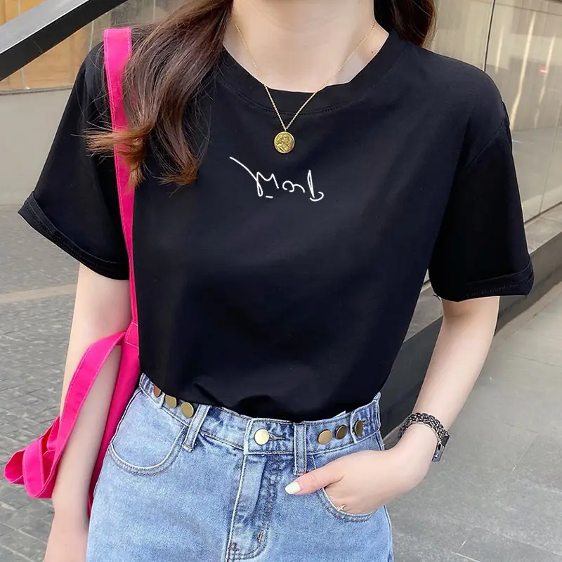 Pure Cotton Short-sleeved T-shirt Women's Basic Simple 2024 Summer New Loose Slimming T-shirt White Cotton Ins Top