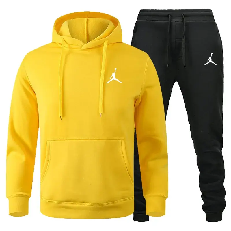 Men Winter Fleece Hoodie Sweatpants Set Maroon Black