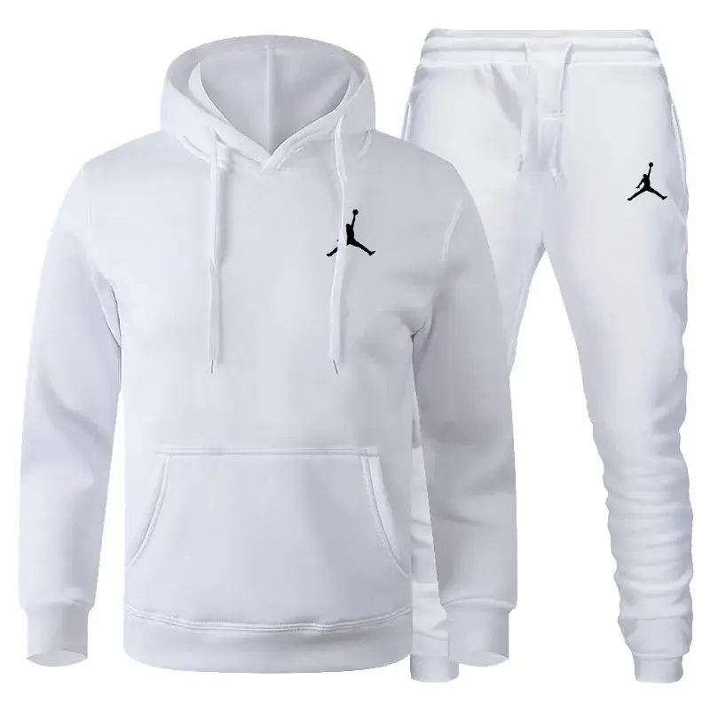 Men Winter Fleece Hoodie Sweatpants Set Maroon Black