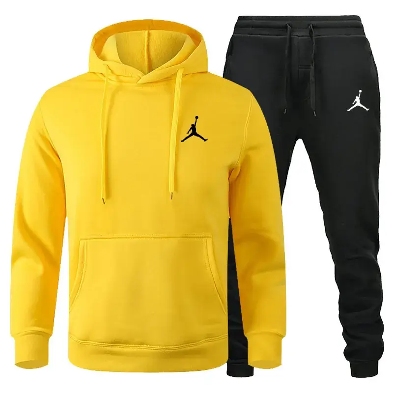 Men Winter Fleece Hoodie Sweatpants Set Maroon Black