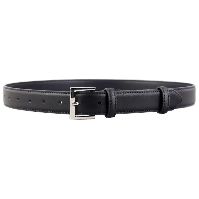 2025 Women Black Genuine Leather Belt with Gold Buckle - Image 11