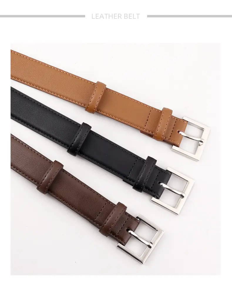 2025 Women Black Genuine Leather Belt with Gold Buckle — feature 24