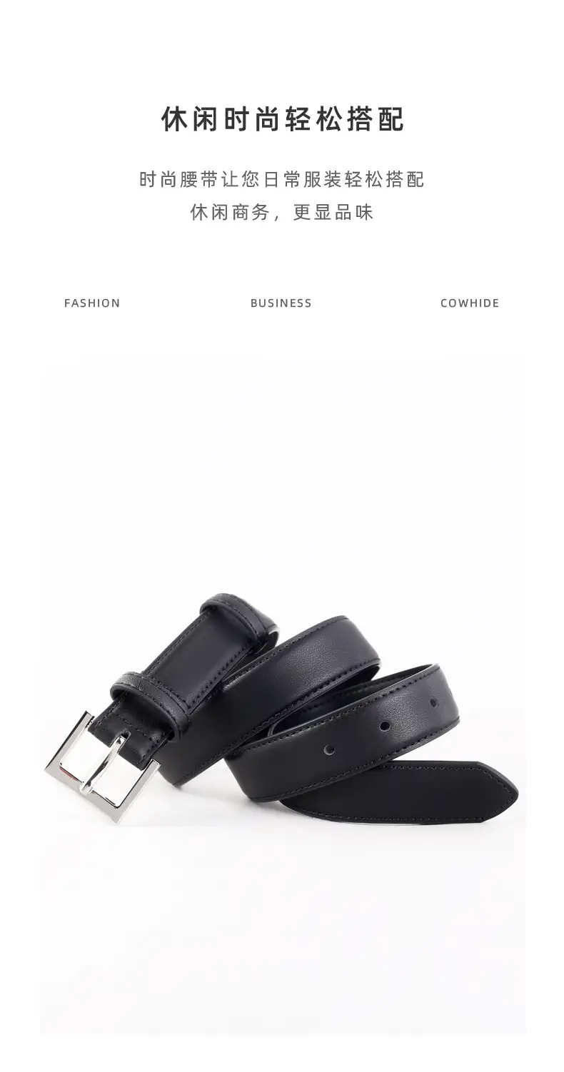 2025 Women Black Genuine Leather Belt with Gold Buckle — feature 27