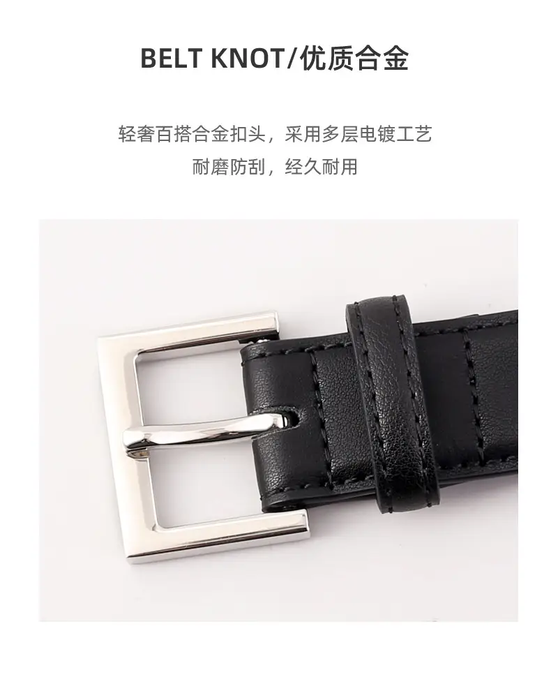 2025 Women Black Genuine Leather Belt with Gold Buckle — feature 33