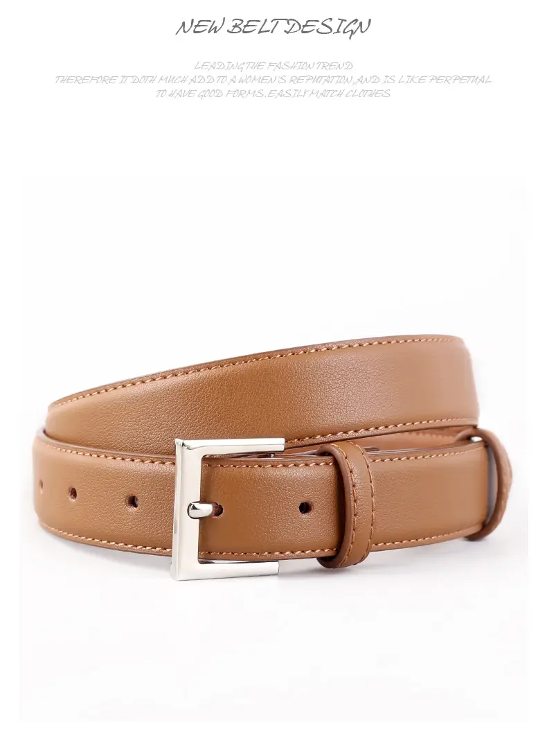 2025 Women Black Genuine Leather Belt with Gold Buckle — feature 38
