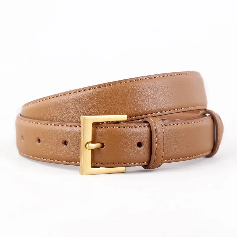2025 Women Black Genuine Leather Belt with Gold Buckle - Image 5