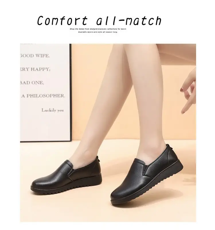 Non-slip waterproof oil-proof kitchen work shoes work shoes KFC Pizza Hut flat mother shoes soft bottom women's shoes — feature 10