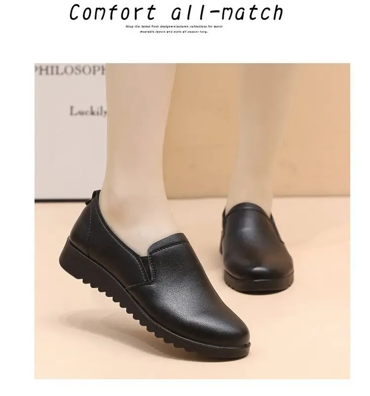 Non-slip waterproof oil-proof kitchen work shoes work shoes KFC Pizza Hut flat mother shoes soft bottom women's shoes — feature 8